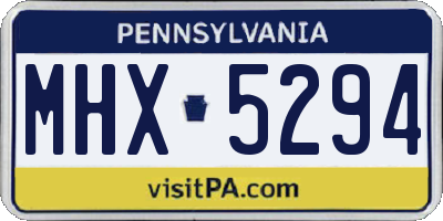 PA license plate MHX5294