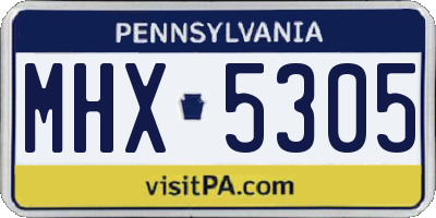 PA license plate MHX5305