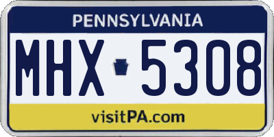 PA license plate MHX5308
