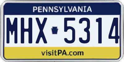 PA license plate MHX5314