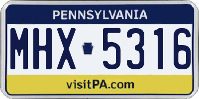 PA license plate MHX5316