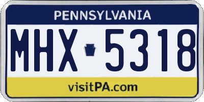 PA license plate MHX5318
