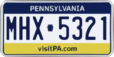 PA license plate MHX5321
