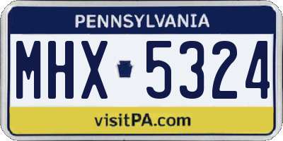 PA license plate MHX5324