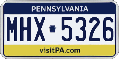 PA license plate MHX5326