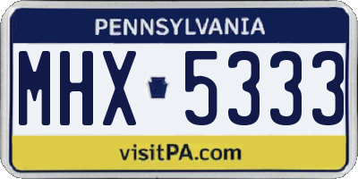 PA license plate MHX5333
