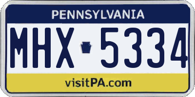 PA license plate MHX5334