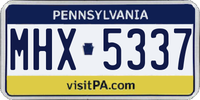 PA license plate MHX5337