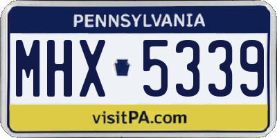 PA license plate MHX5339