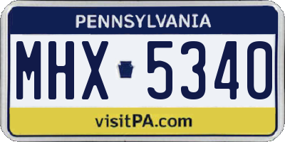 PA license plate MHX5340