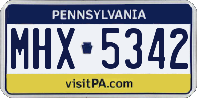 PA license plate MHX5342