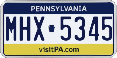 PA license plate MHX5345