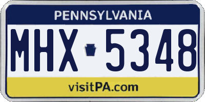 PA license plate MHX5348