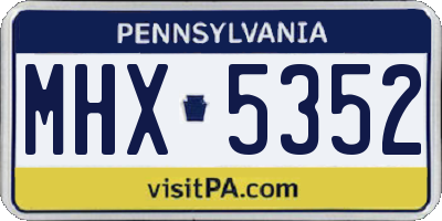 PA license plate MHX5352