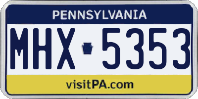 PA license plate MHX5353