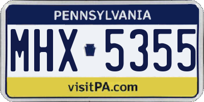 PA license plate MHX5355