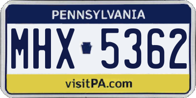 PA license plate MHX5362