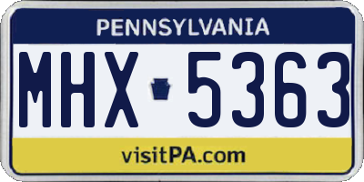 PA license plate MHX5363