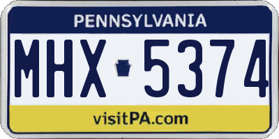 PA license plate MHX5374