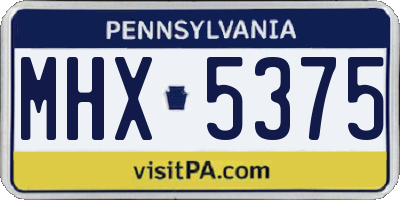 PA license plate MHX5375