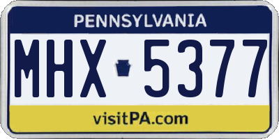 PA license plate MHX5377