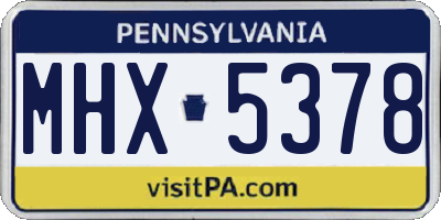 PA license plate MHX5378