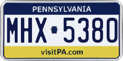 PA license plate MHX5380
