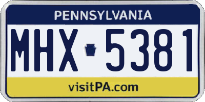 PA license plate MHX5381
