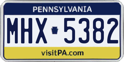 PA license plate MHX5382