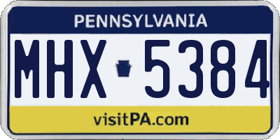 PA license plate MHX5384