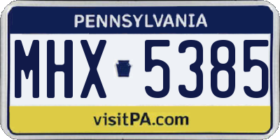 PA license plate MHX5385