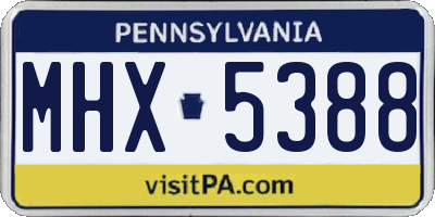 PA license plate MHX5388