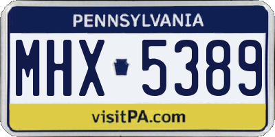 PA license plate MHX5389