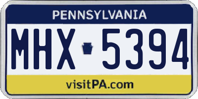 PA license plate MHX5394