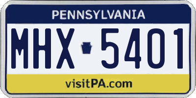 PA license plate MHX5401