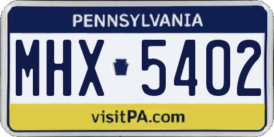 PA license plate MHX5402