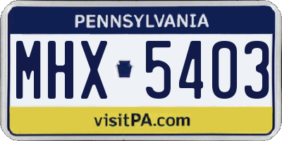 PA license plate MHX5403