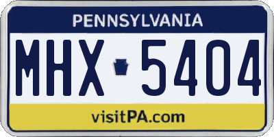 PA license plate MHX5404