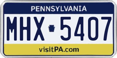 PA license plate MHX5407