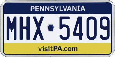 PA license plate MHX5409
