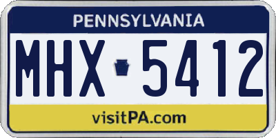 PA license plate MHX5412