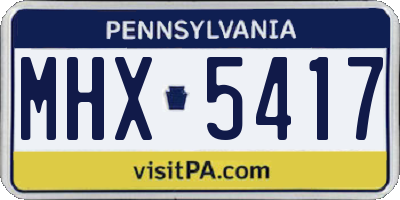 PA license plate MHX5417