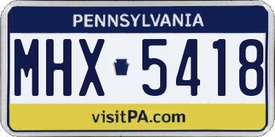 PA license plate MHX5418