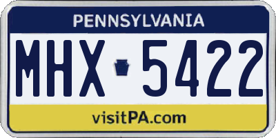 PA license plate MHX5422