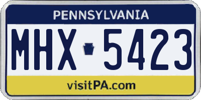 PA license plate MHX5423