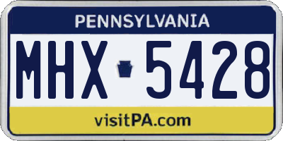 PA license plate MHX5428