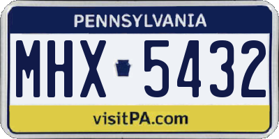 PA license plate MHX5432