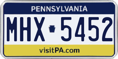 PA license plate MHX5452