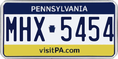 PA license plate MHX5454
