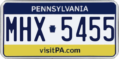 PA license plate MHX5455